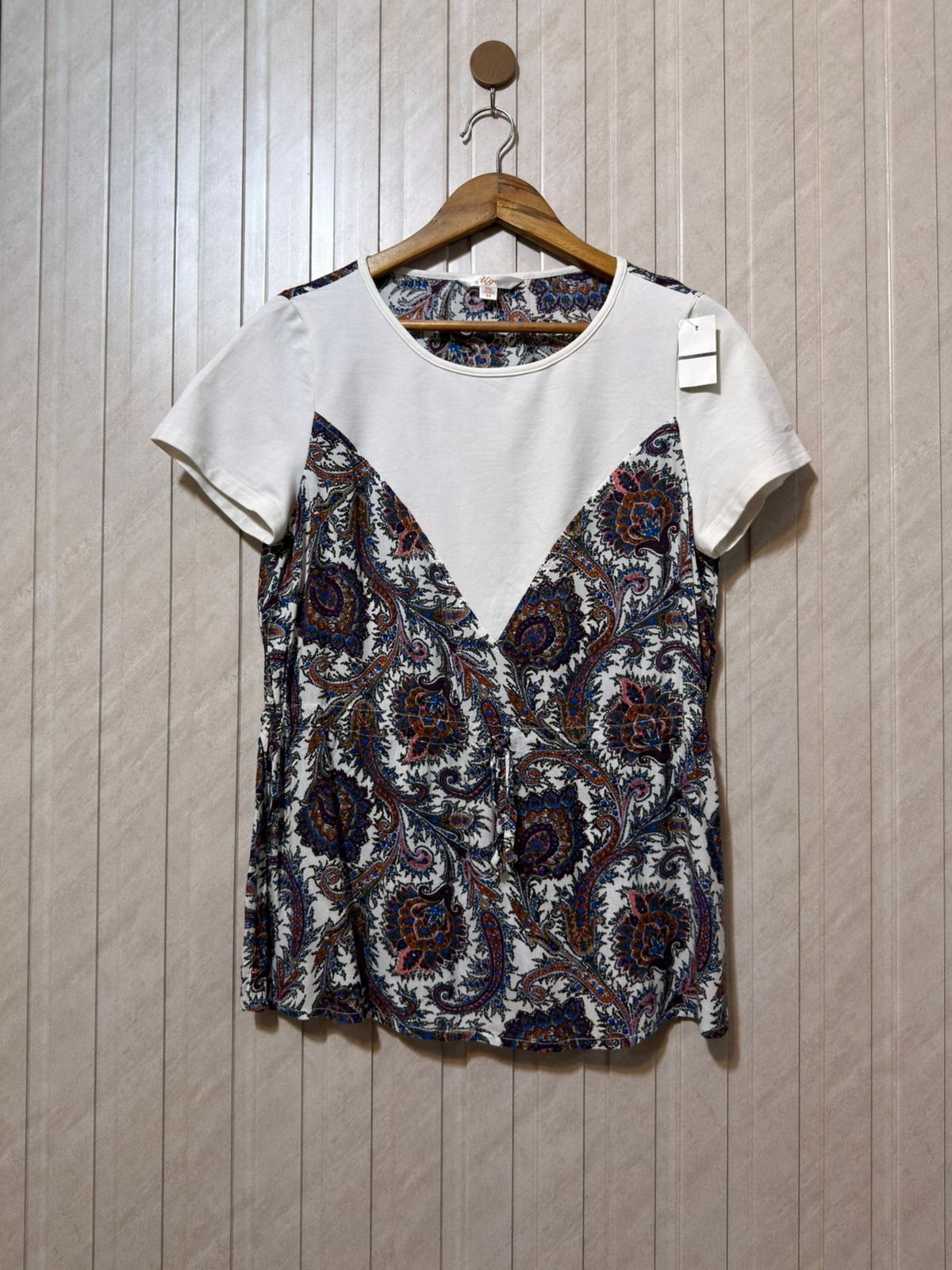 Chest 20   Length 26  Fabric Lenin And Jersey Women’s Aura Half Sleeves Top